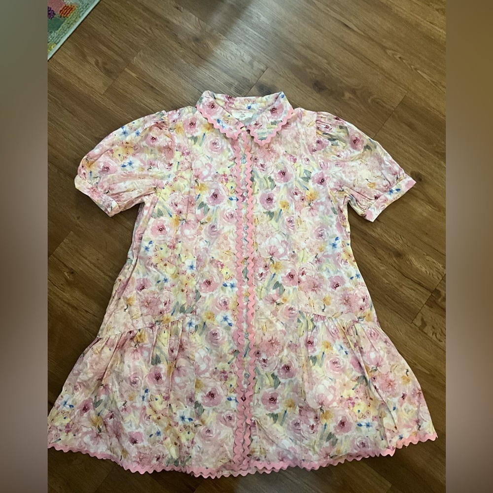 entro Pink Floral Mini Dress with Pastel Accents